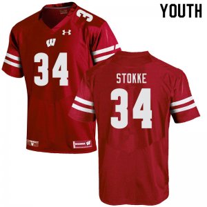 Youth Wisconsin Badgers NCAA #34 Mason Stokke Red Authentic Under Armour Stitched College Football Jersey UF31R47FS